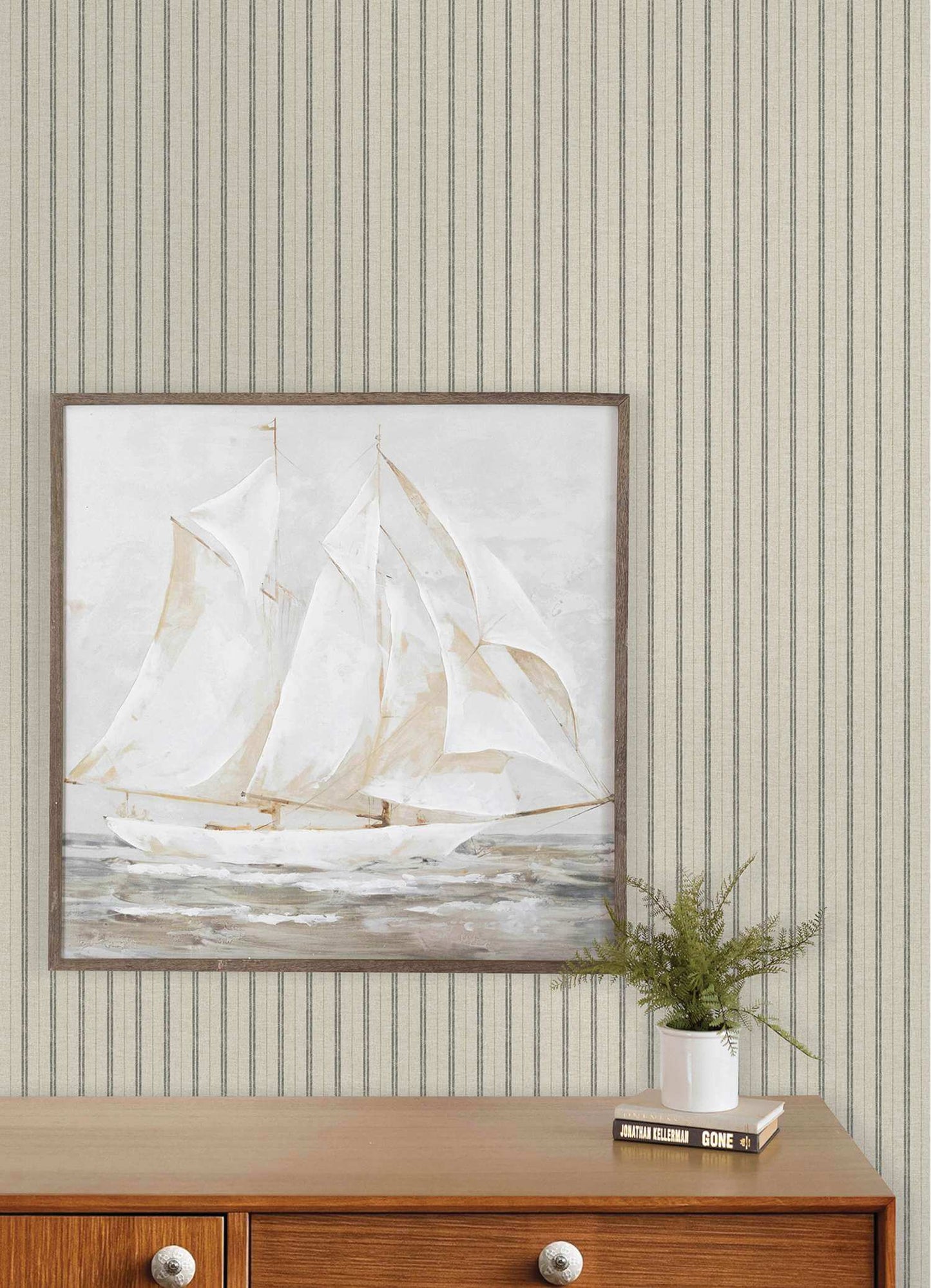 Chesapeake Plaid & Stripe Harville Wallpaper Sample - Black