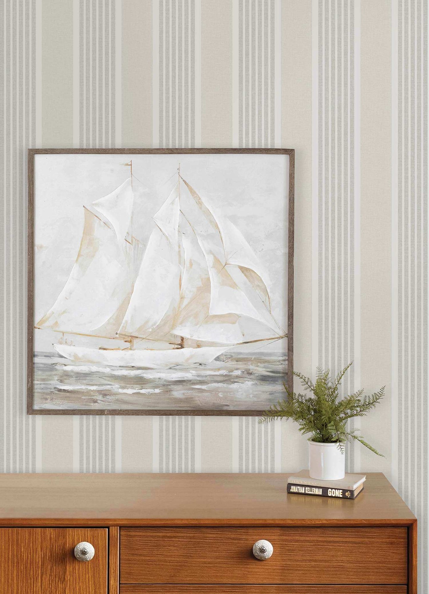 Chesapeake Plaid & Stripe Bingley Wallpaper Sample - Light Gray