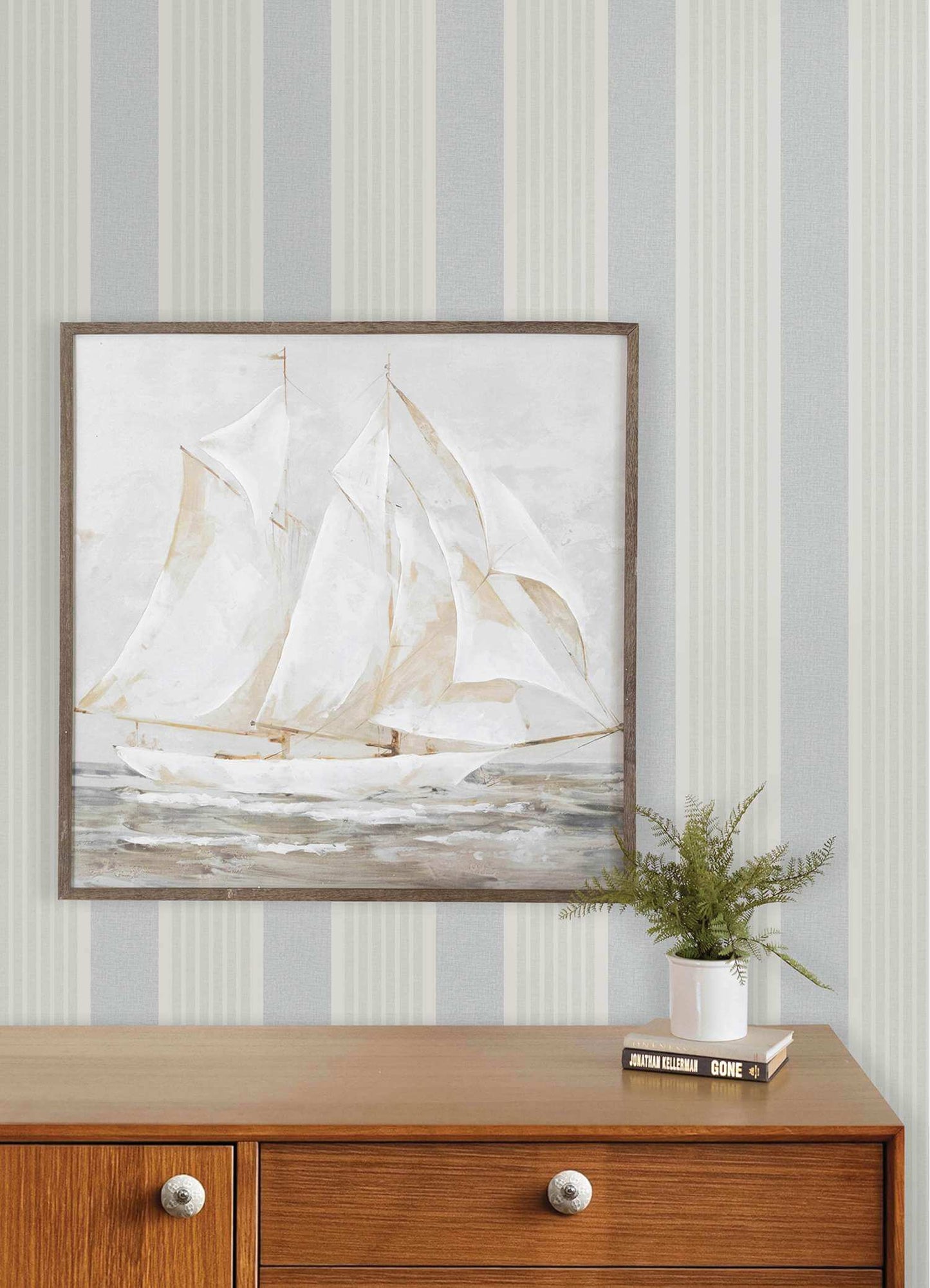 Chesapeake Plaid & Stripe Bingley Wallpaper Sample - Light Blue