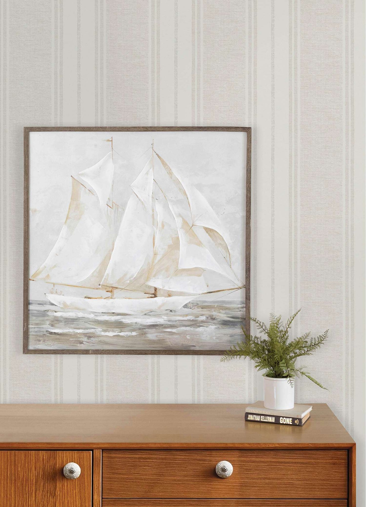 Chesapeake Plaid & Stripe Maddox Wallpaper Sample - Light Gray