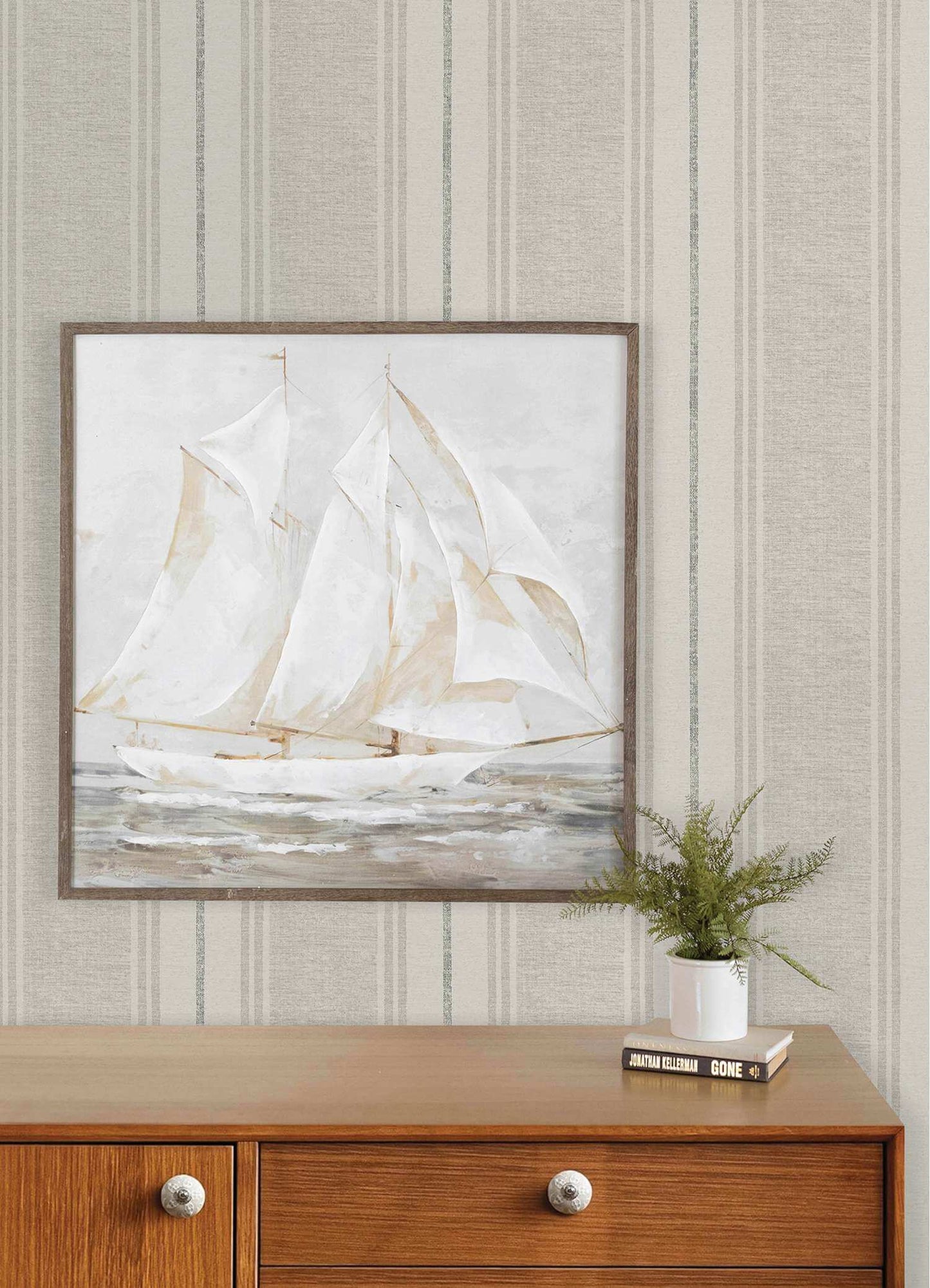 Chesapeake Plaid & Stripe Maddox Wallpaper Sample - Gray