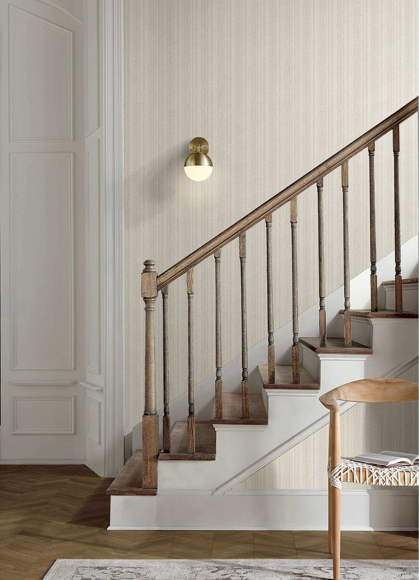 Chesapeake Plaid & Stripe Stokes Chevron Wallpaper Sample - Beige