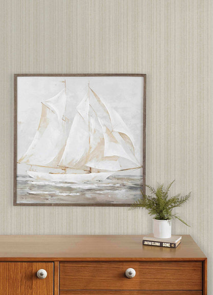 Chesapeake Plaid & Stripe Stokes Chevron Wallpaper Sample - Beige