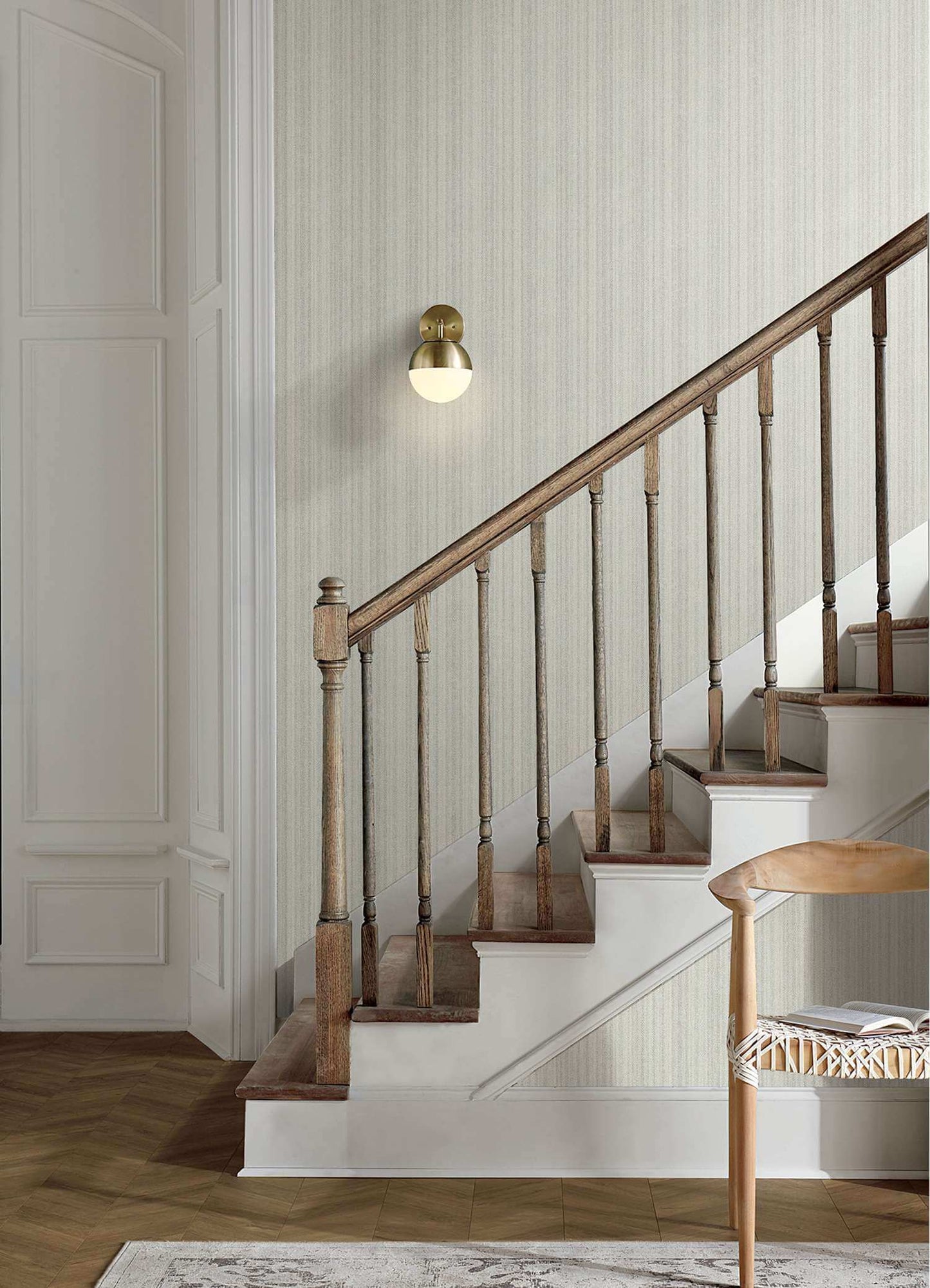 Chesapeake Plaid & Stripe Stokes Chevron Wallpaper - Grey