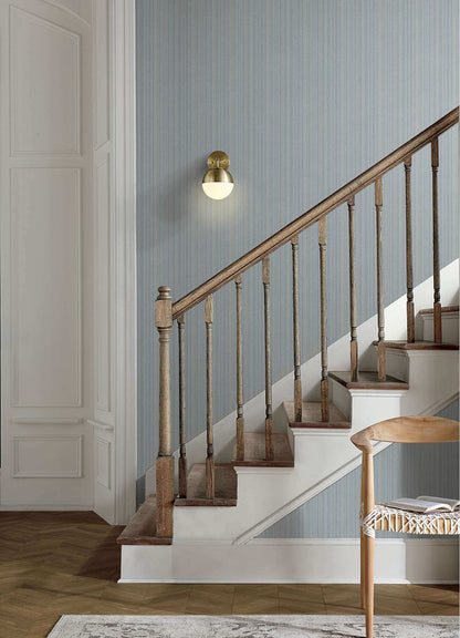 Chesapeake Plaid & Stripe Stokes Chevron Wallpaper Sample - Blue