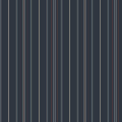 Chesapeake Plaid & Stripe Lascelle Pinstripe Wallpaper Sample - Navy