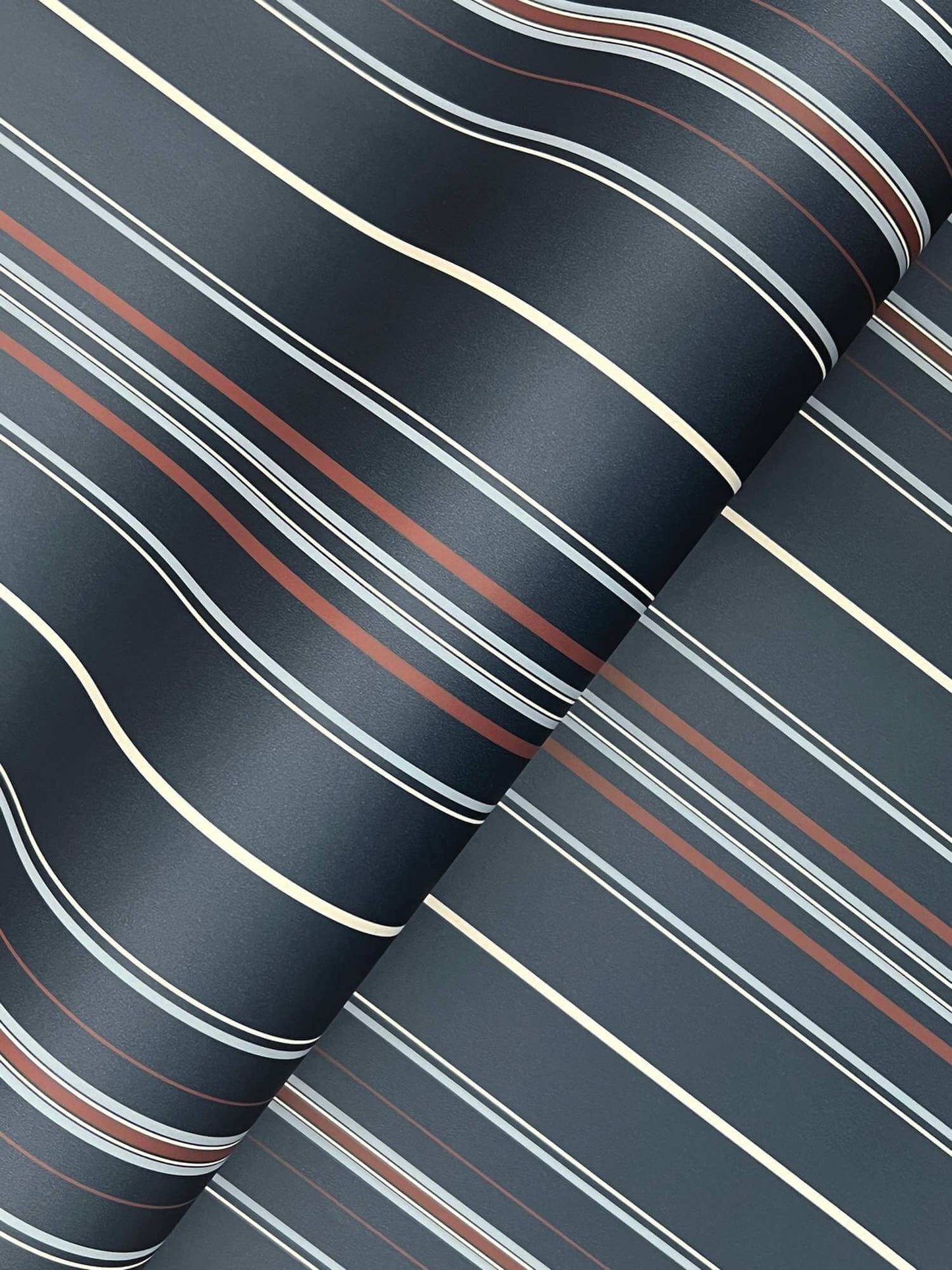 Chesapeake Plaid & Stripe Lascelle Pinstripe Wallpaper Sample - Navy
