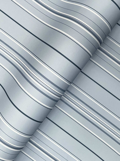 Chesapeake Plaid & Stripe Lascelle Pinstripe Wallpaper Sample - Light Blue