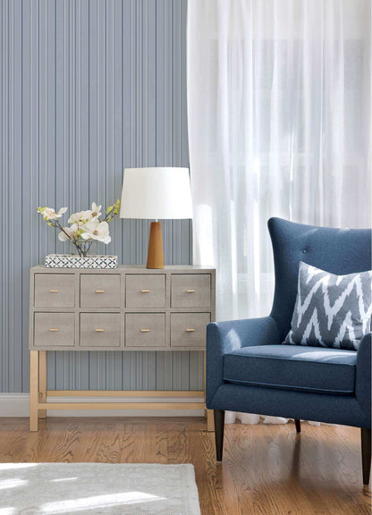 Chesapeake Plaid & Stripe Lascelle Pinstripe Wallpaper Sample - Light Blue