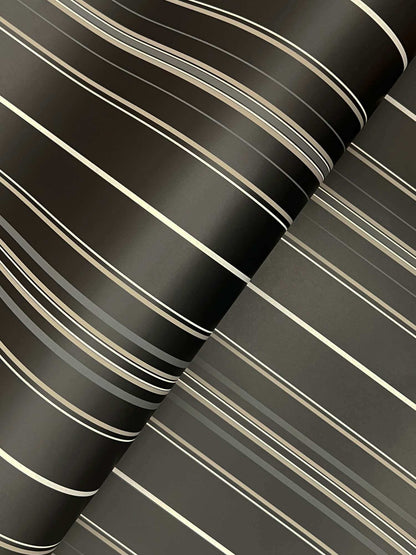 Chesapeake Plaid & Stripe Lascelle Pinstripe Wallpaper Sample - Black