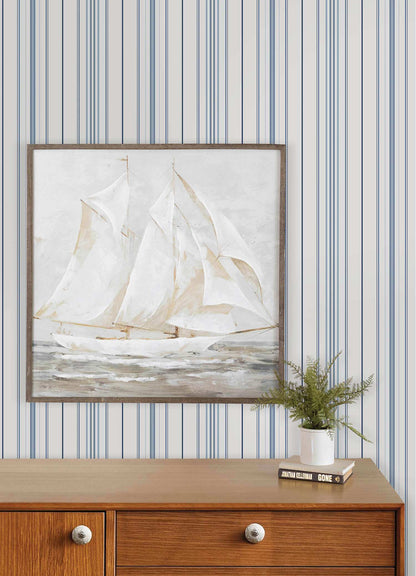 Chesapeake Plaid & Stripe Lascelle Pinstripe Wallpaper Sample - Blue