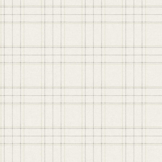 Chesapeake Plaid & Stripe Fox Hollow Wallpaper - Ivory