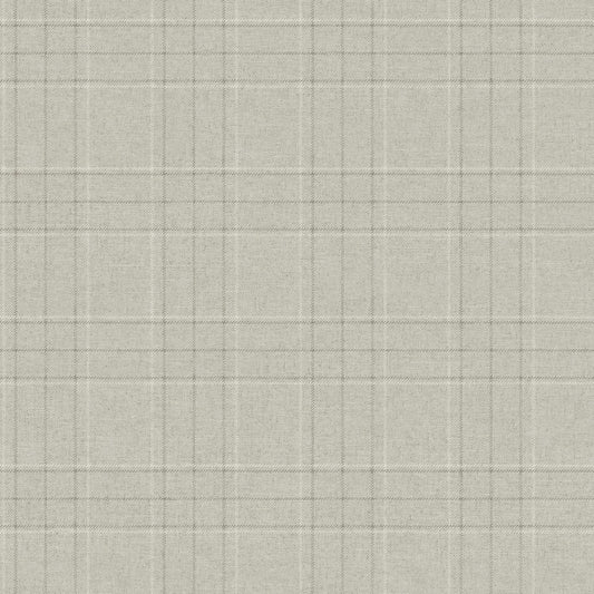 Chesapeake Plaid & Stripe Fox Hollow Wallpaper - Light Gray
