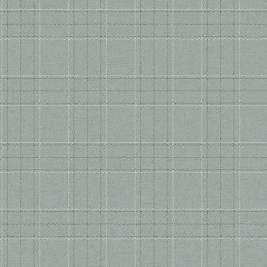 Chesapeake Plaid & Stripe Fox Hollow Wallpaper - Turquoise