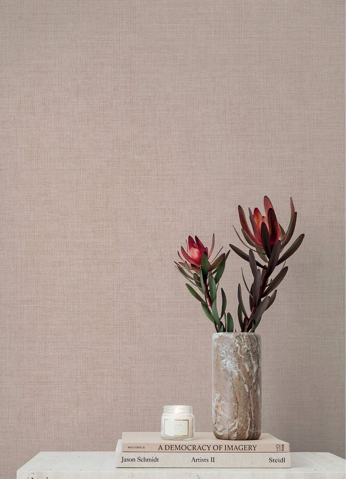 A-Street Prints Portofino Alba Weave Wallpaper Sample - Blush