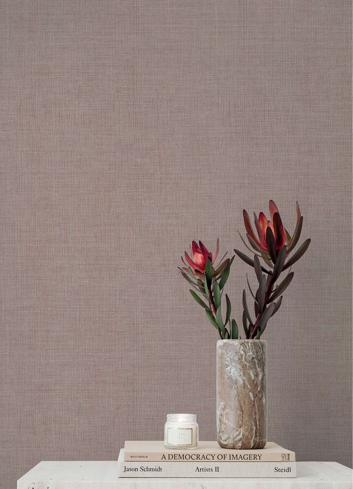 A-Street Prints Portofino Alba Weave Wallpaper Sample - Rose