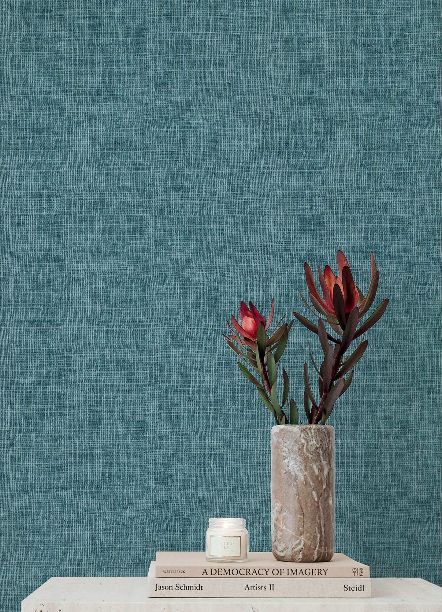 A-Street Prints Portofino Alba Weave Wallpaper Sample - Turquoise