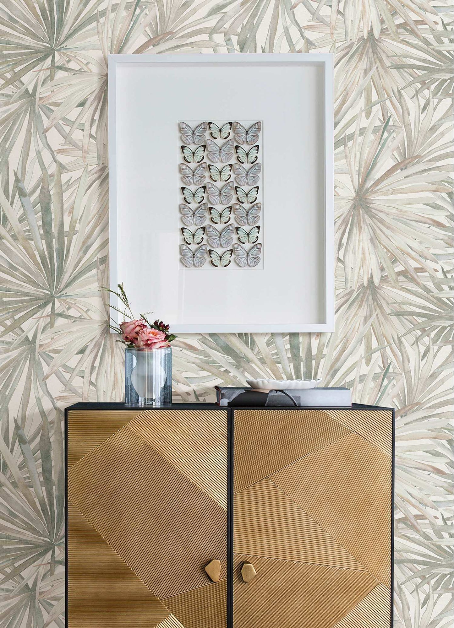 A-Street Prints Portofino Corifa Palm Leaf Wallpaper Sample - Cream