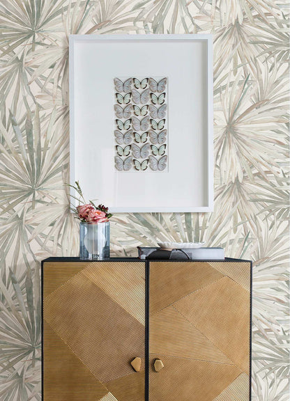 A-Street Prints Portofino Corifa Palm Leaf Wallpaper Sample - Cream