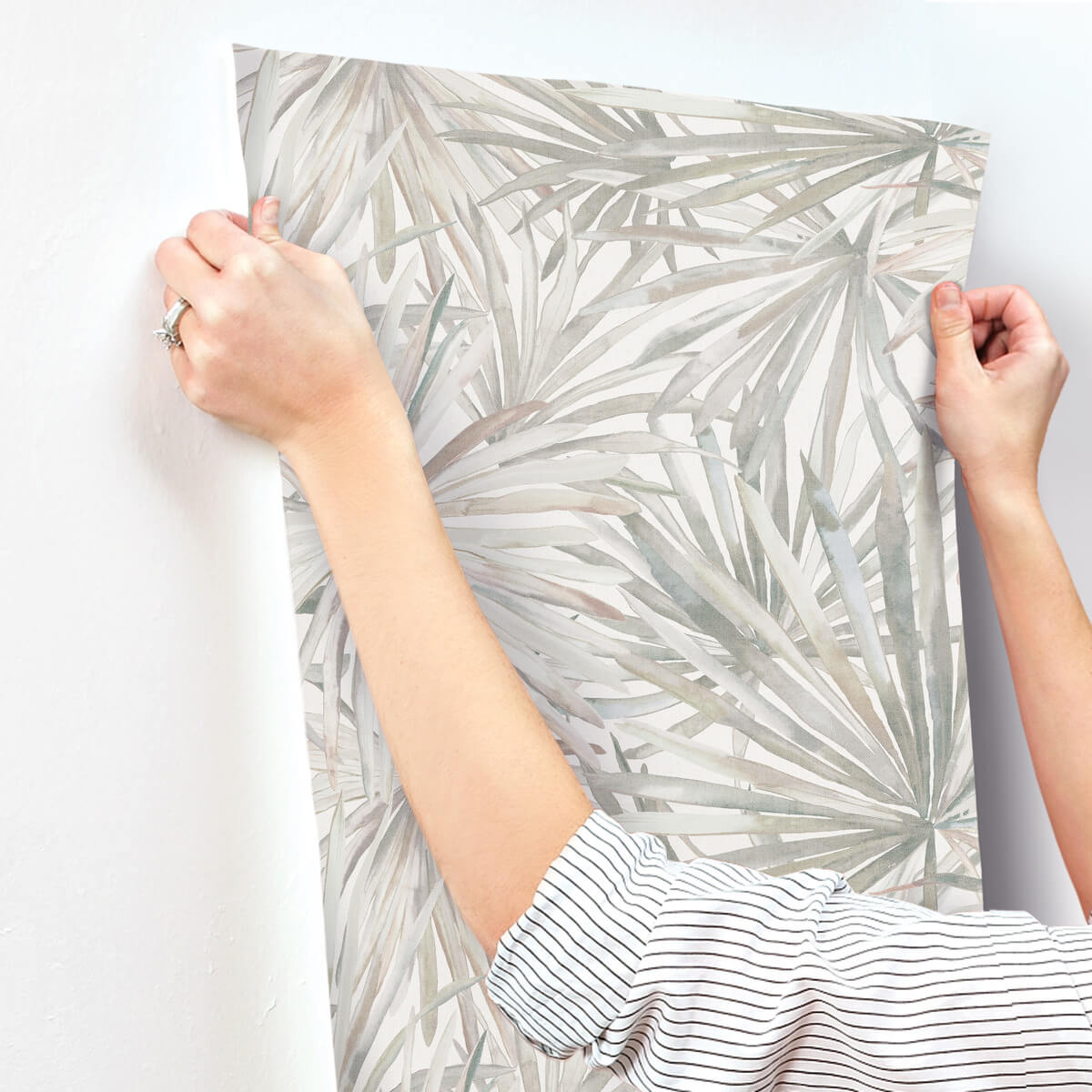 A-Street Prints Portofino Corifa Palm Leaf Wallpaper Sample - Cream