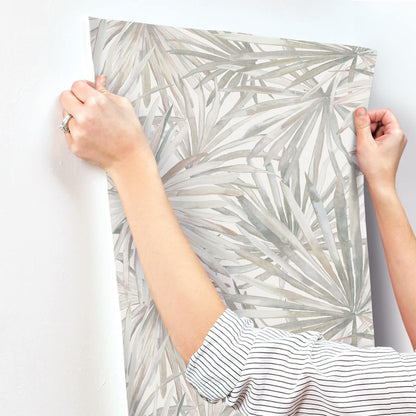 A-Street Prints Portofino Corifa Palm Leaf Wallpaper Sample - Cream