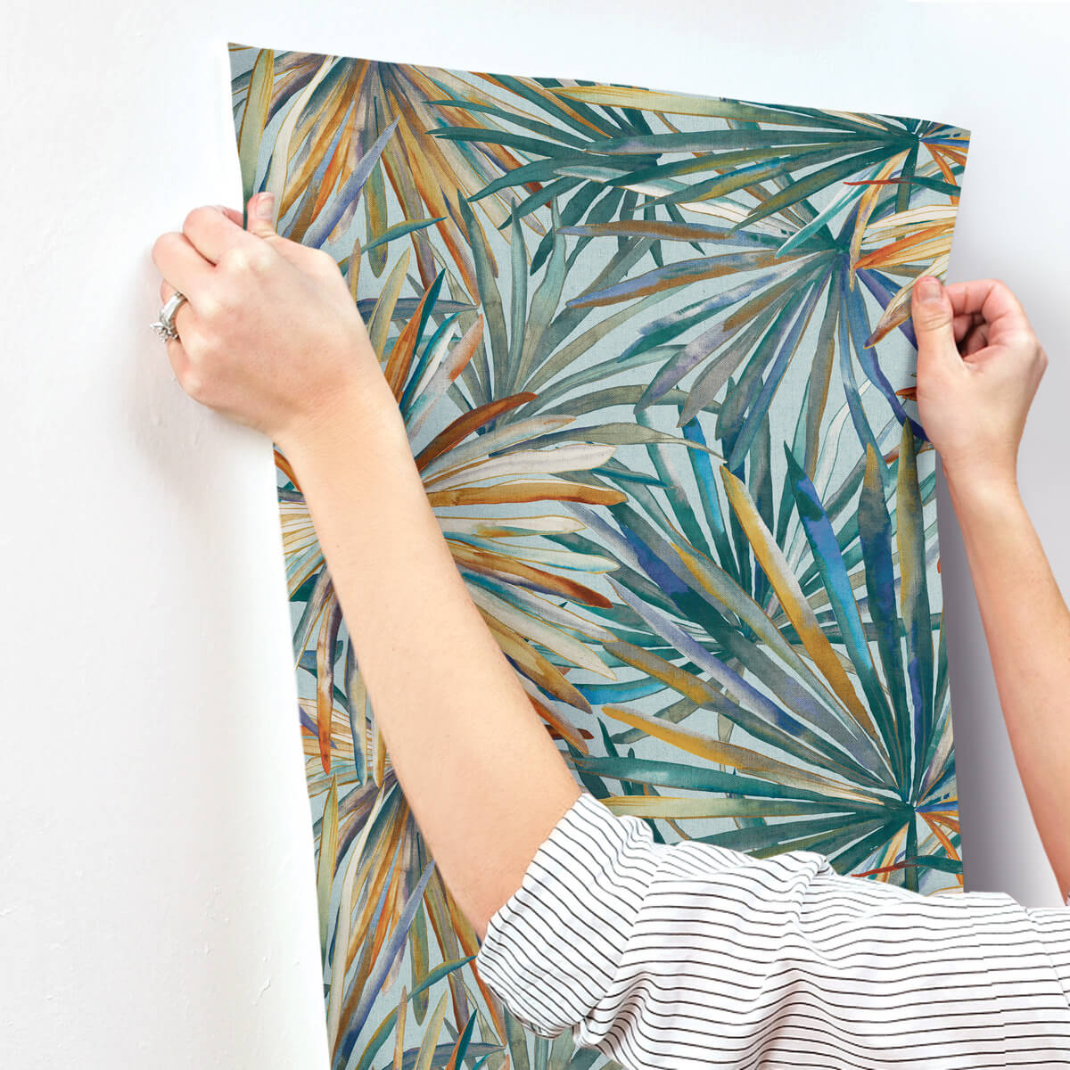A-Street Prints Portofino Corifa Palm Leaf Wallpaper - Sea Green