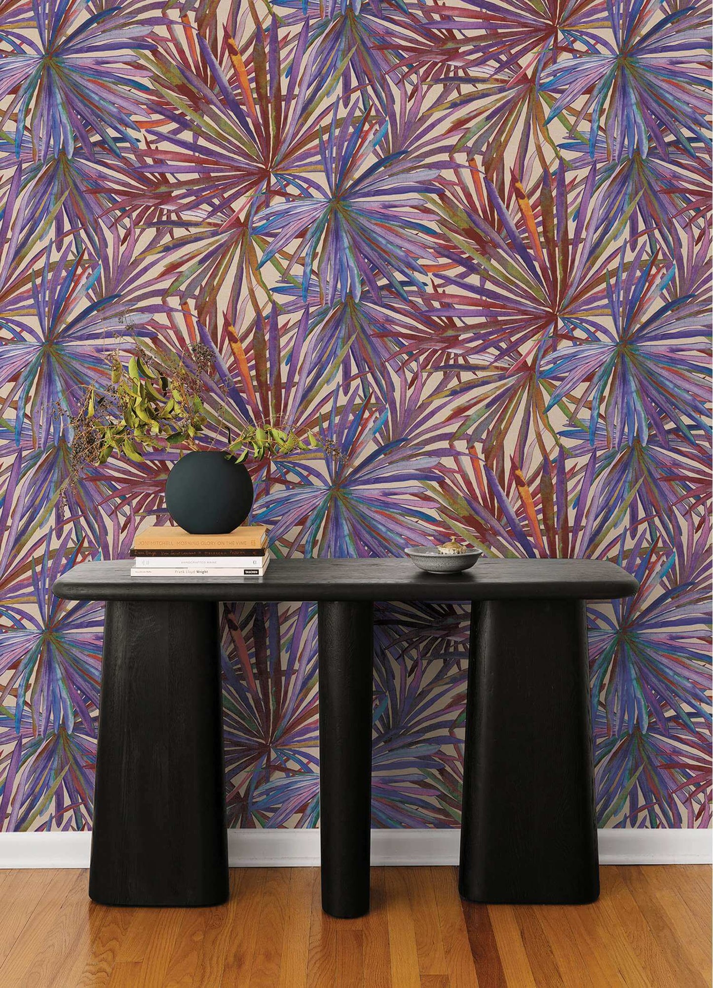 A-Street Prints Portofino Corifa Palm Leaf Wallpaper Sample - Purple