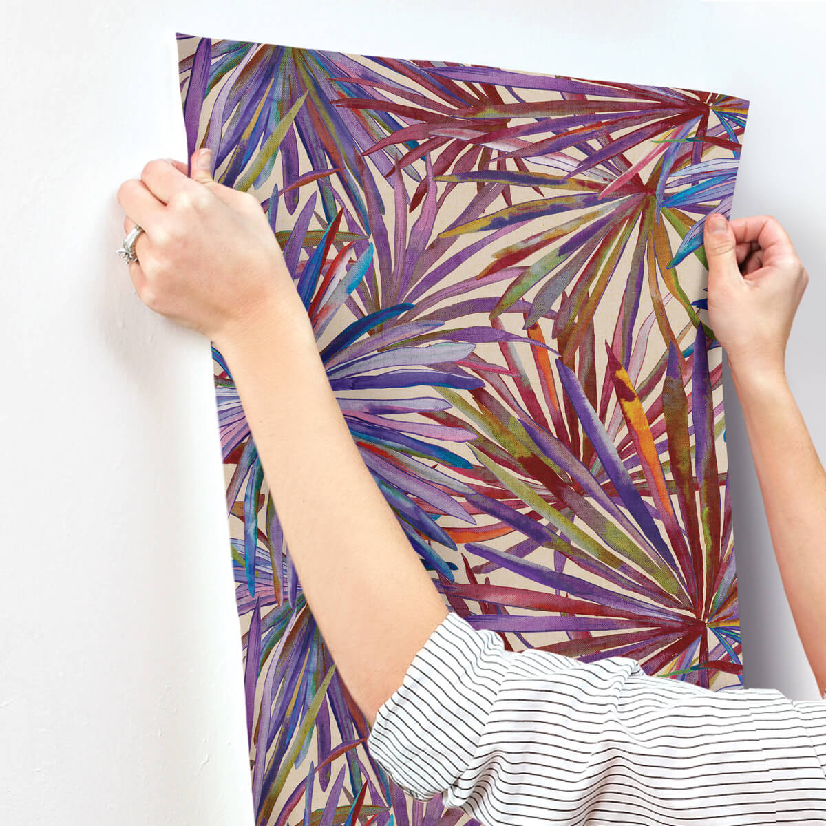 A-Street Prints Portofino Corifa Palm Leaf Wallpaper Sample - Purple