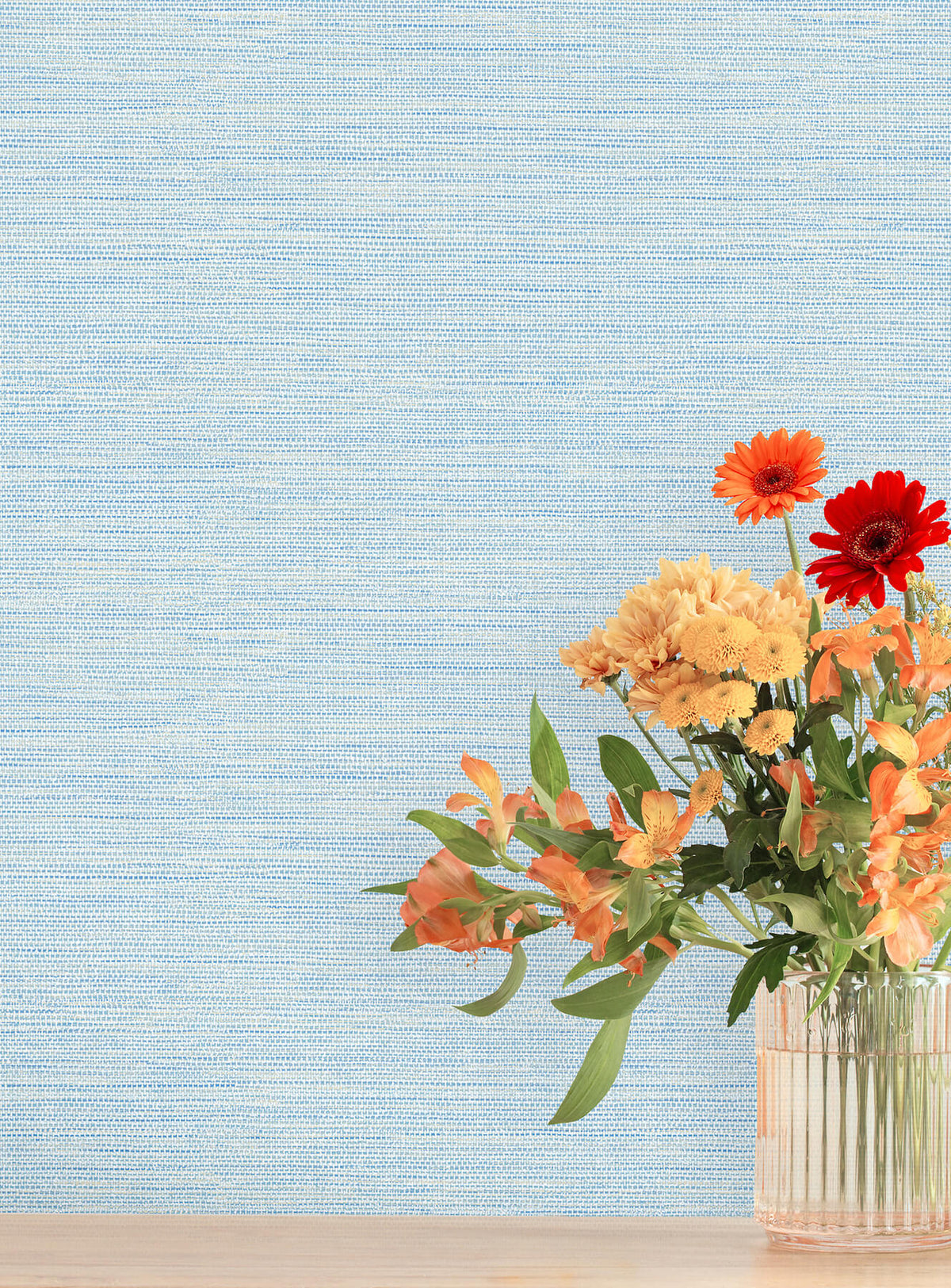 A-Street Prints Kaleidoscope Agave Faux Grasscloth Wallpaper Sample - Blue