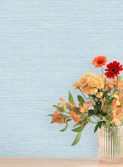A-Street Prints Kaleidoscope Agave Faux Grasscloth Wallpaper Sample - Blue