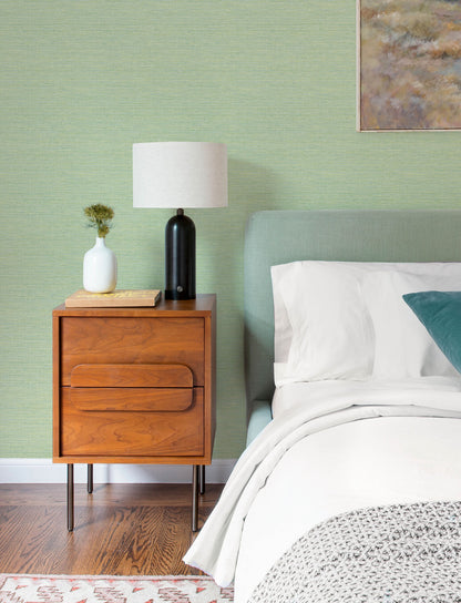 A-Street Prints Kaleidoscope Agave Faux Grasscloth Wallpaper Sample - Green
