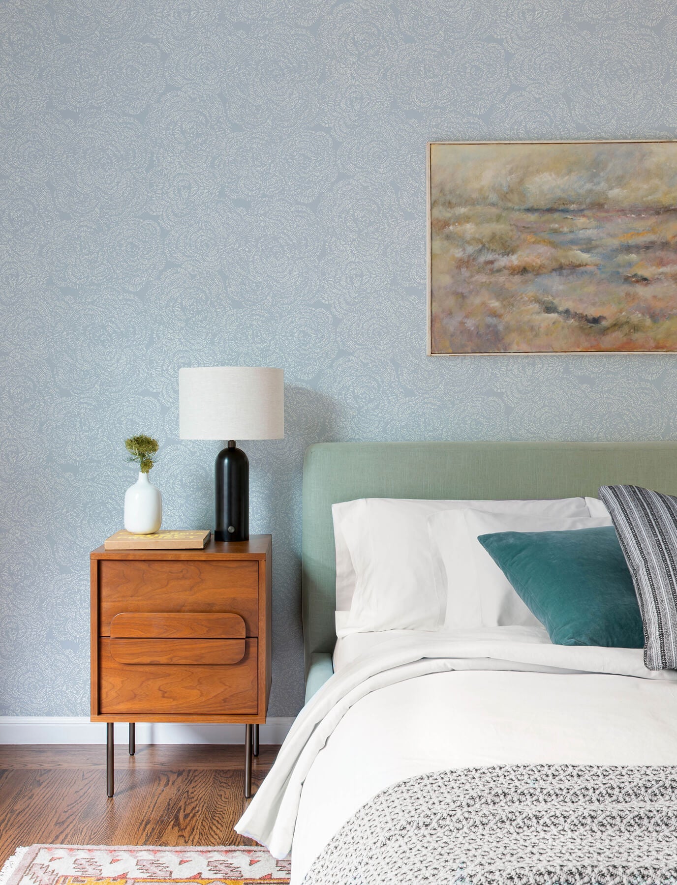 A-Street Prints Kaleidoscope Ambroise Floral Wallpaper Sample - Light Blue
