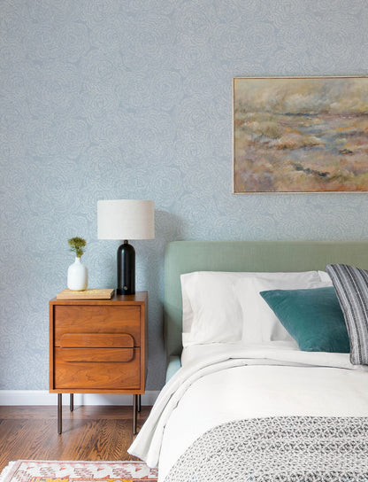 A-Street Prints Kaleidoscope Ambroise Floral Wallpaper Sample - Light Blue