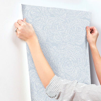 A-Street Prints Kaleidoscope Ambroise Floral Wallpaper Sample - Light Blue