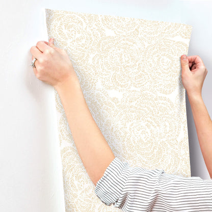 A-Street Prints Kaleidoscope Ambroise Floral Wallpaper Sample - Butter