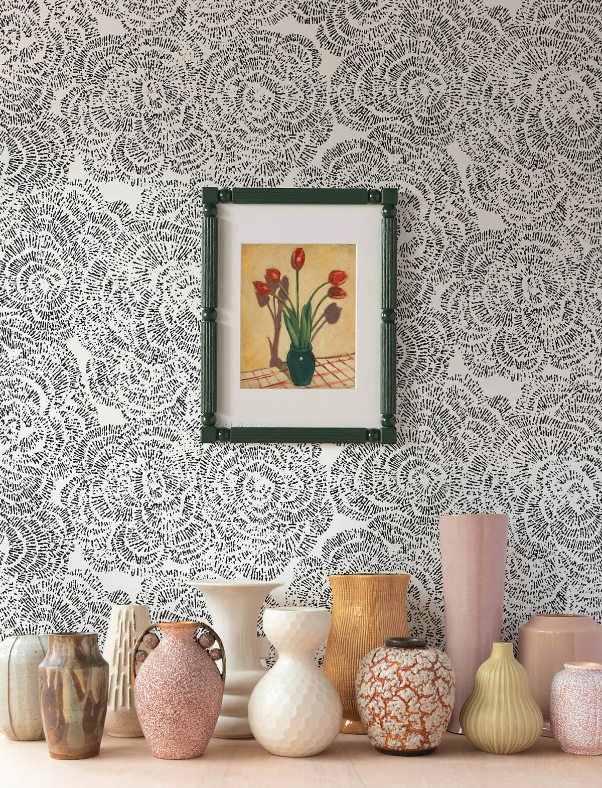 A-Street Prints Kaleidoscope Ambroise Floral Wallpaper Sample - Black