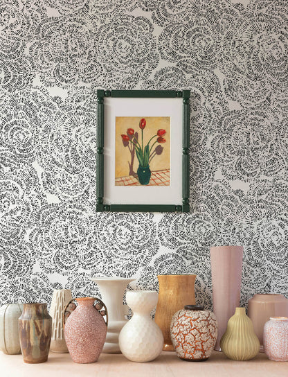 A-Street Prints Kaleidoscope Ambroise Floral Wallpaper Sample - Black