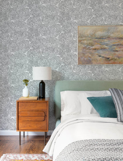 A-Street Prints Kaleidoscope Ambroise Floral Wallpaper Sample - Black