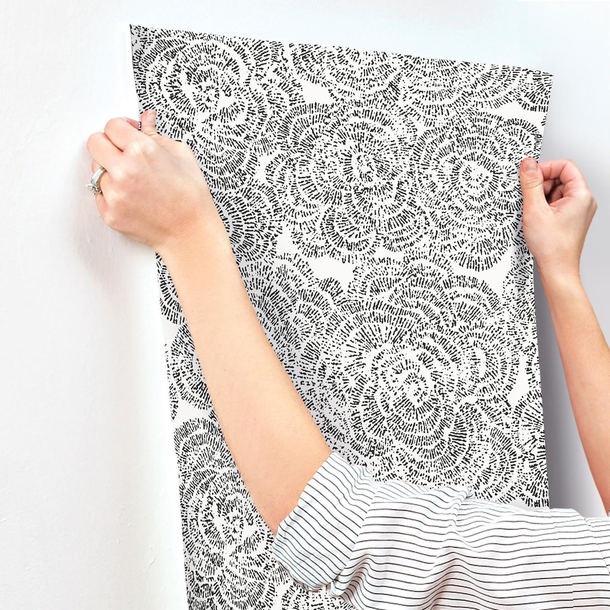 A-Street Prints Kaleidoscope Ambroise Floral Wallpaper Sample - Black