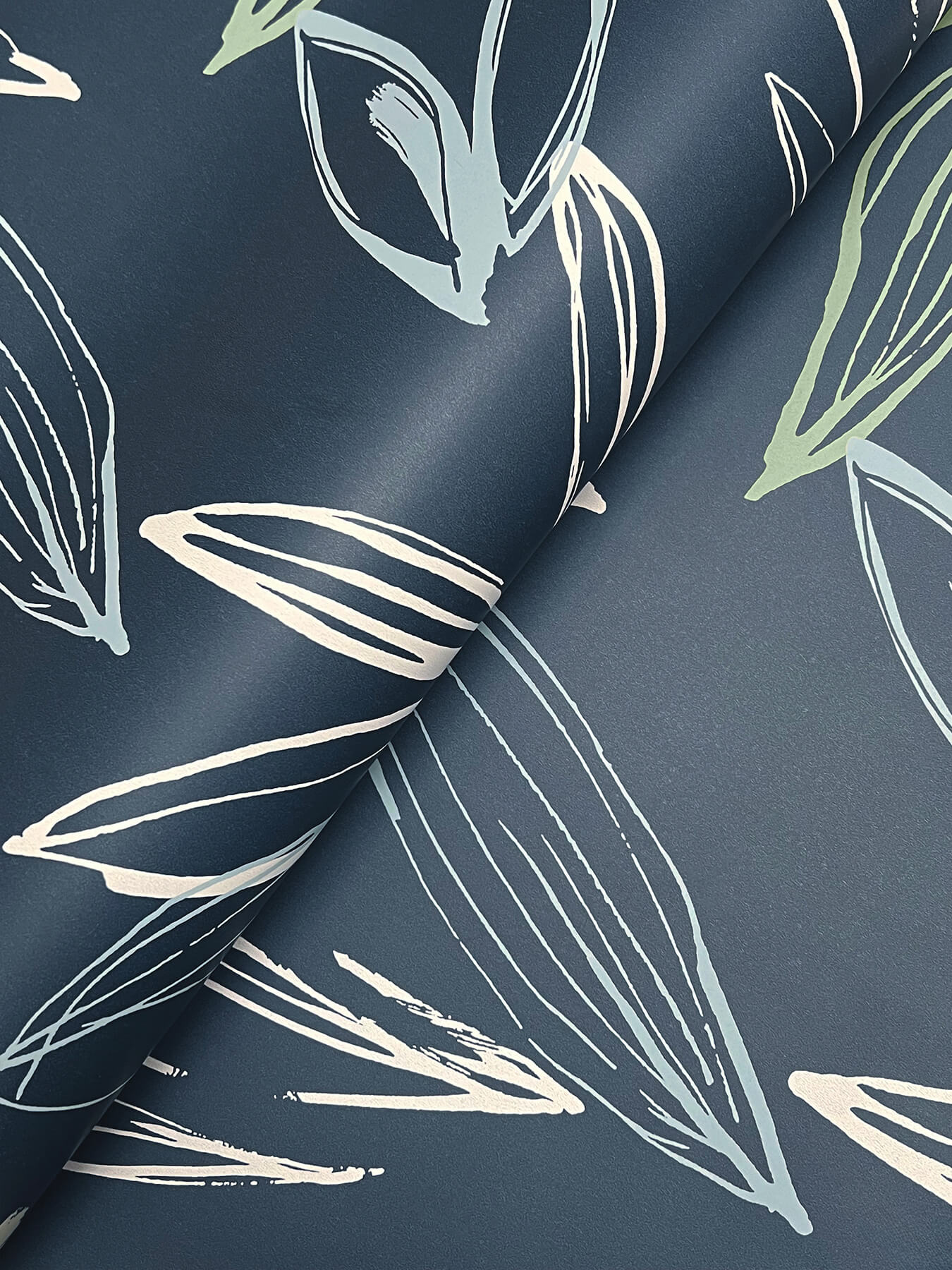 A-Street Prints Kaleidoscope Kenia Leaf Wallpaper Sample - Indigo