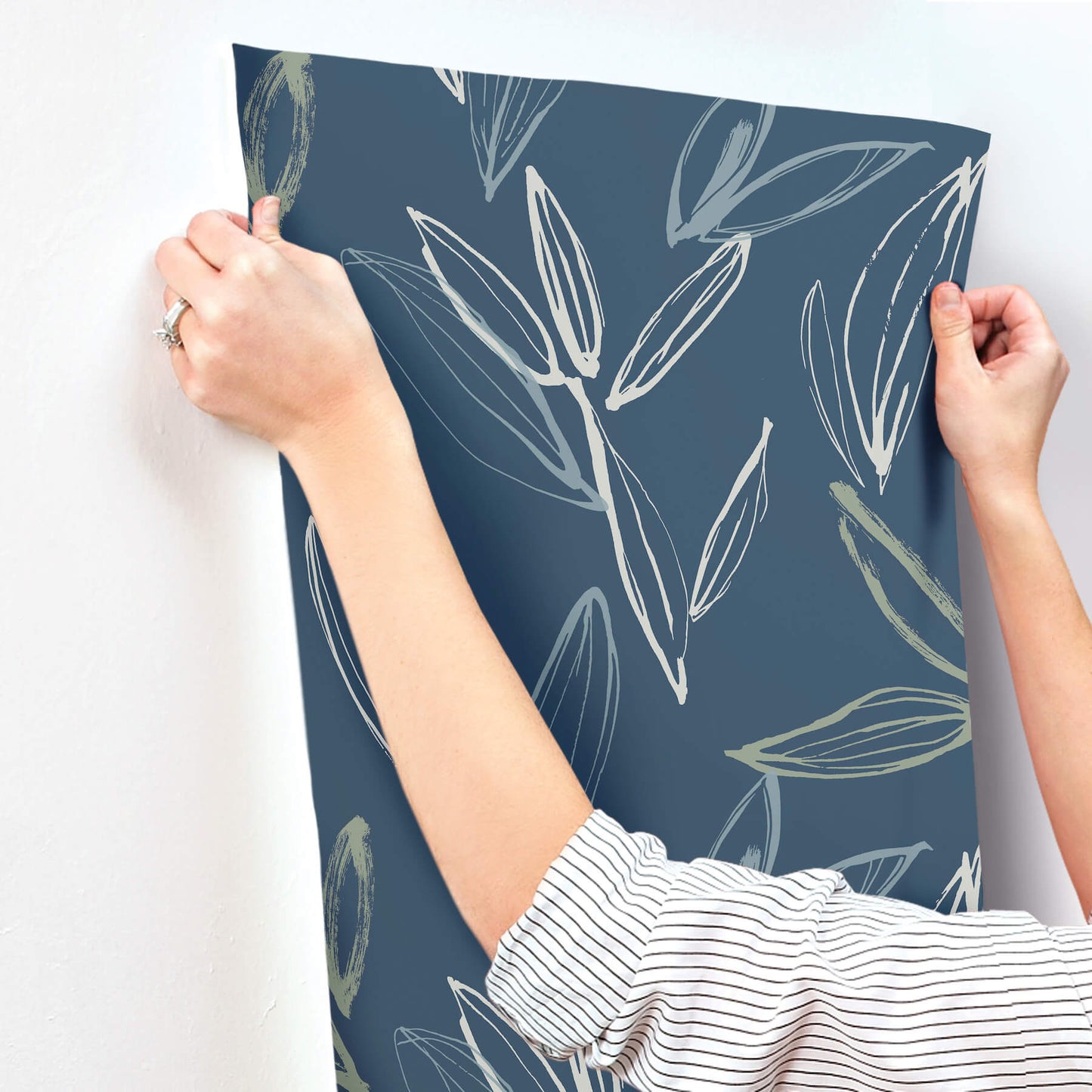 A-Street Prints Kaleidoscope Kenia Leaf Wallpaper Sample - Indigo
