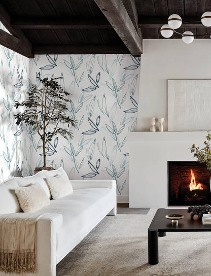 A-Street Prints Kaleidoscope Kenia Leaf Wallpaper Sample - Blue