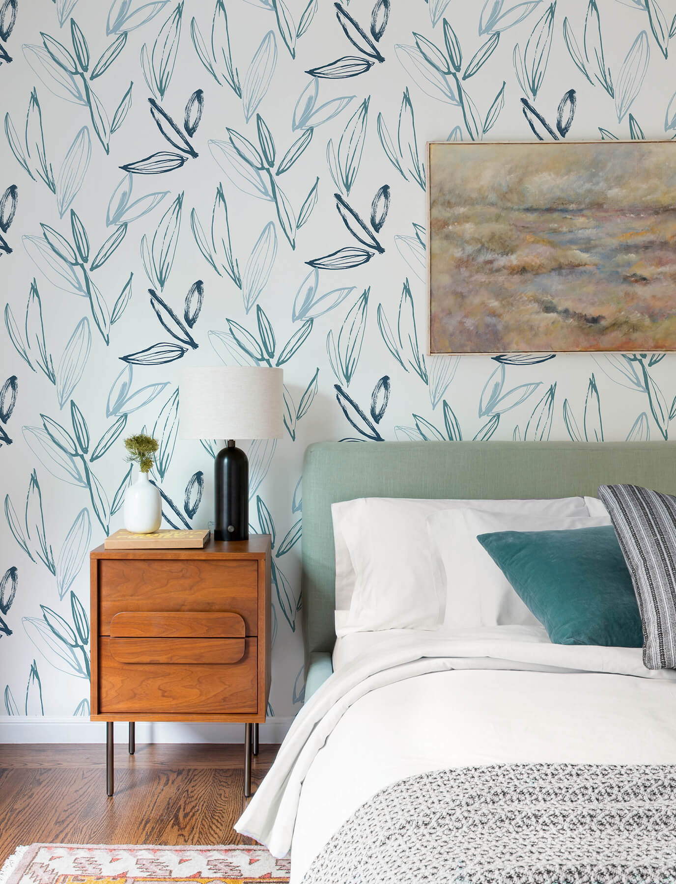 A-Street Prints Kaleidoscope Kenia Leaf Wallpaper Sample - Blue