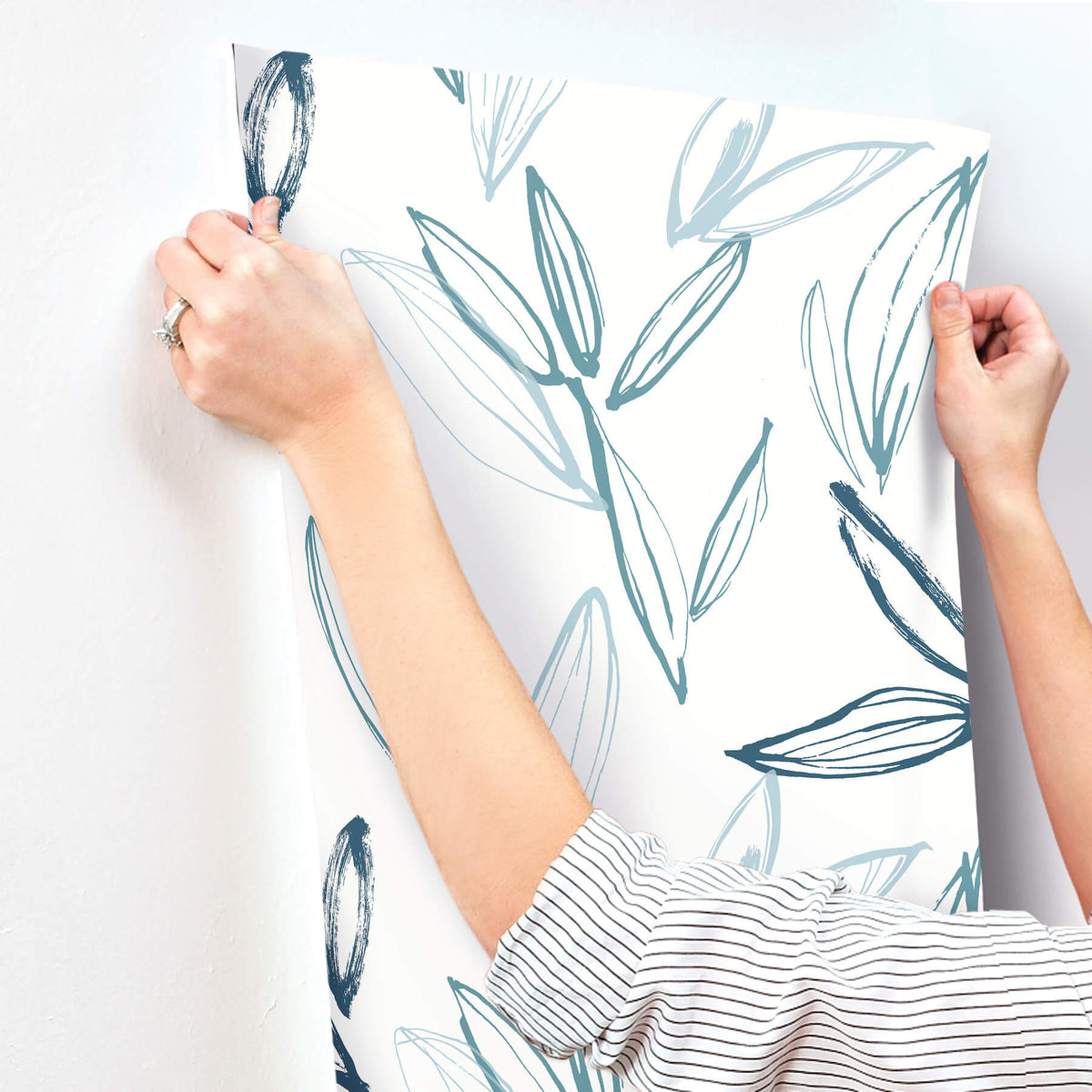 A-Street Prints Kaleidoscope Kenia Leaf Wallpaper Sample - Blue