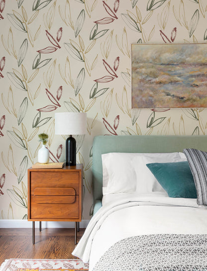 A-Street Prints Kaleidoscope Kenia Leaf Wallpaper Sample - Multicolor