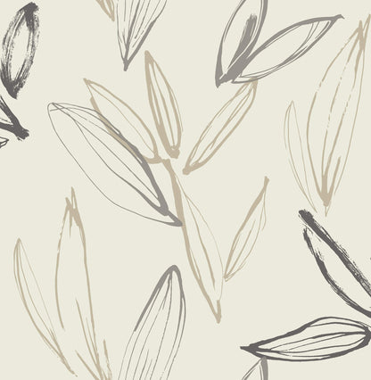 A-Street Prints Kaleidoscope Kenia Leaf Wallpaper Sample - Neutral