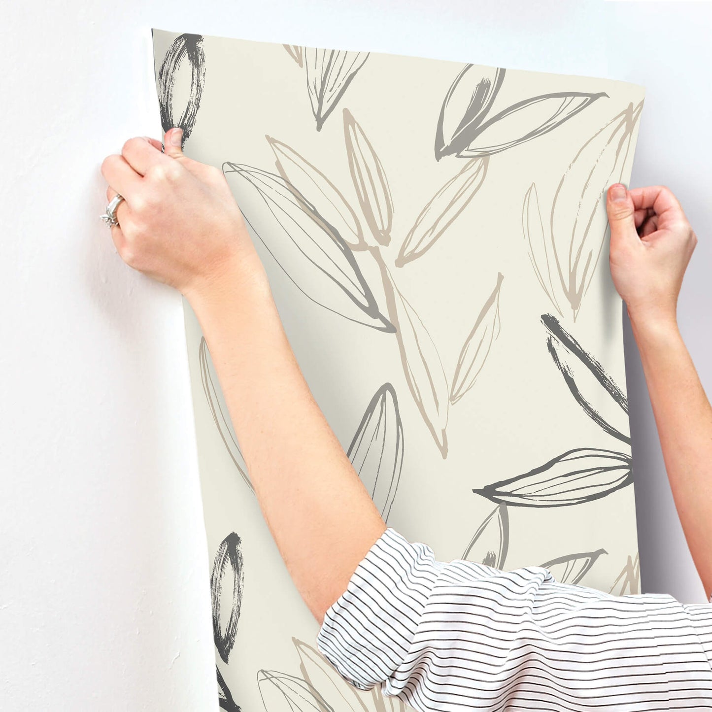 A-Street Prints Kaleidoscope Kenia Leaf Wallpaper Sample - Neutral