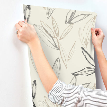 A-Street Prints Kaleidoscope Kenia Leaf Wallpaper Sample - Neutral