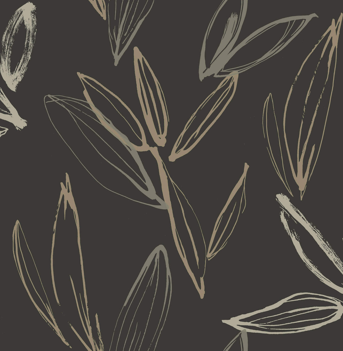 A-Street Prints Kaleidoscope Kenia Leaf Wallpaper Sample - Black