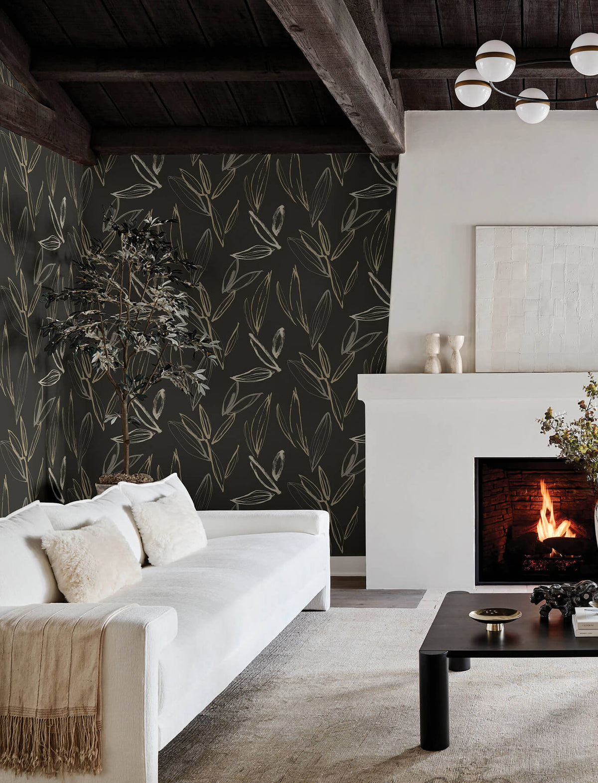 A-Street Prints Kaleidoscope Kenia Leaf Wallpaper Sample - Black